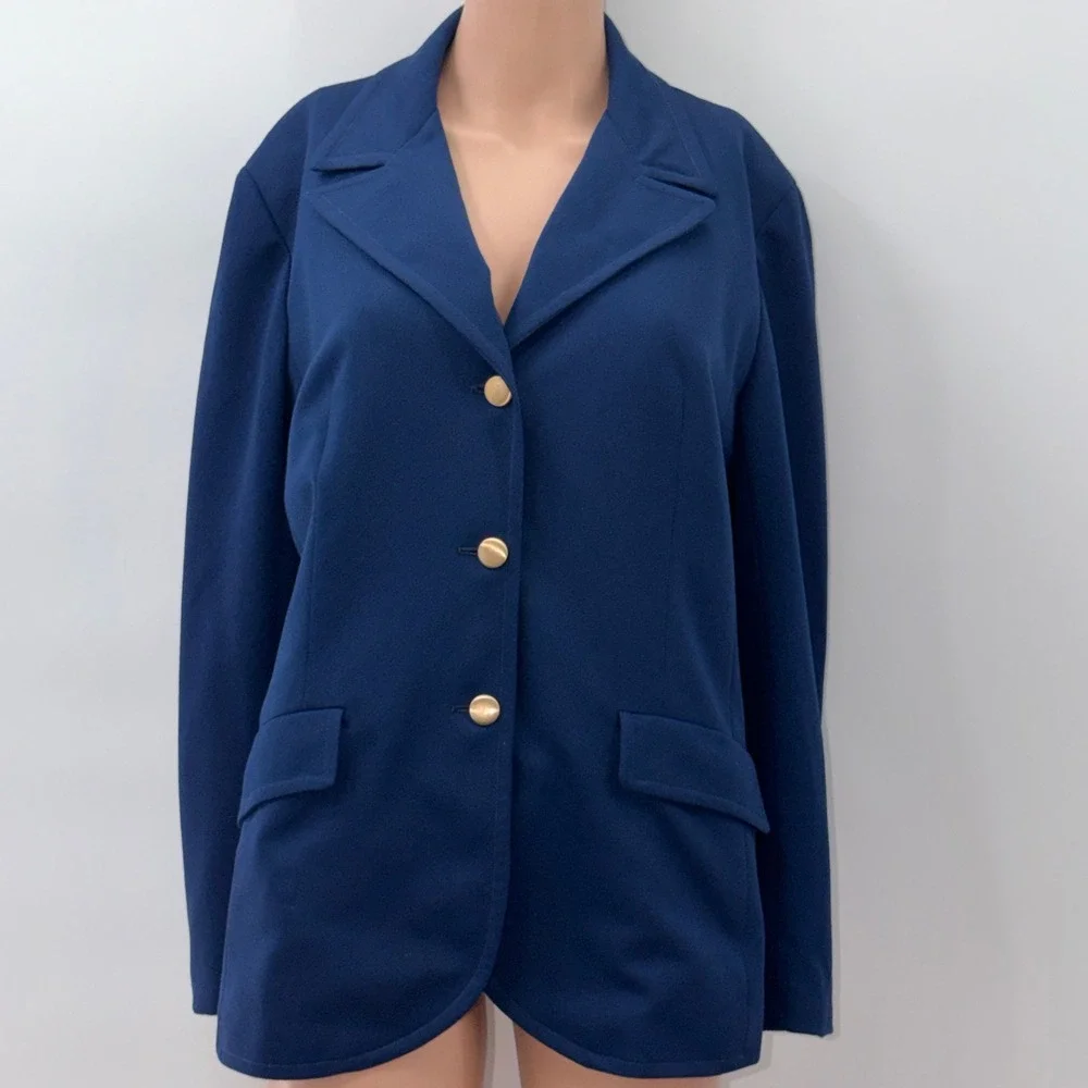 Evan-Picone 18 Blue Textured Knit Blazer Career Professional Dark Academia
